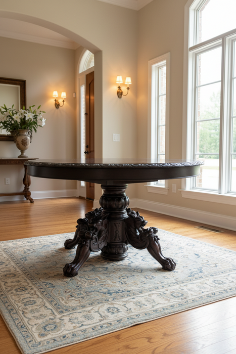 LOW FRENCH OAK GRIFFIN PEDESTAL BASE TABLE