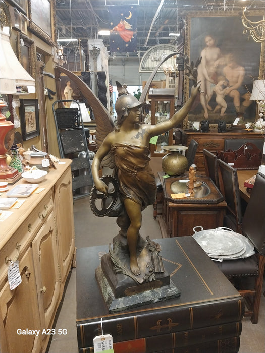 FRENCH WINGED WOMAN SPELTER STATUE