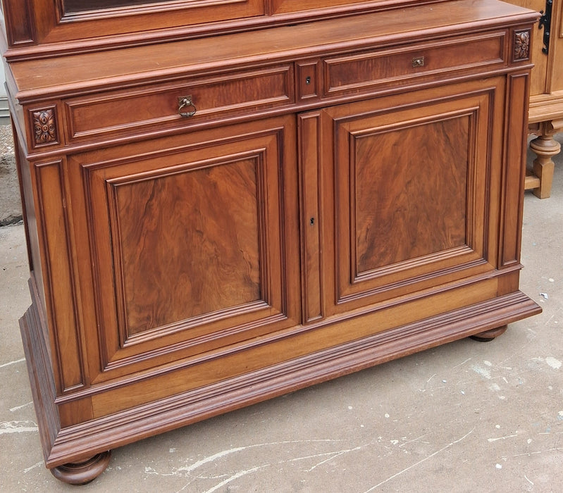 LOUIS PHILIPPE MAHOGANY GLASS DOOR WALL CABINET