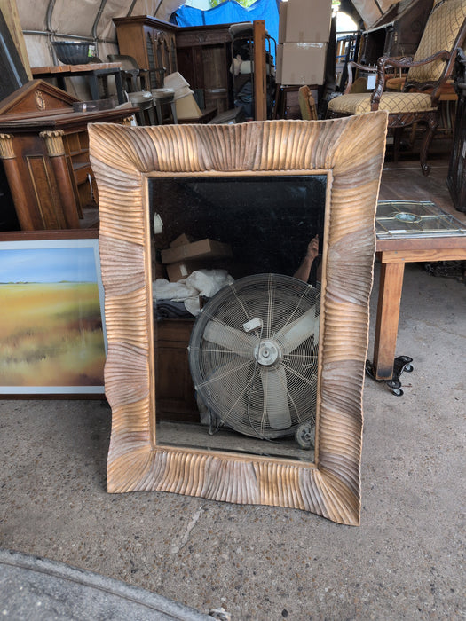 ITALIAN RIBBED WOOD FRAMED BEVELED MIRROR