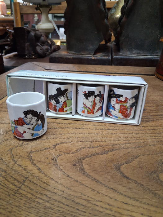 SET OF 4 JAPNESE EROTICA SAKE CUPS