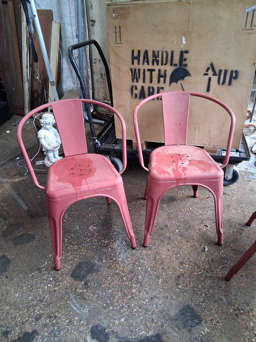 PAIR OF SMALL INDUSTRIAL RED CHAIRS