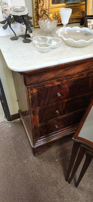 LOUIS PHILIPPE WHITE MARBLE TOP MAHOGANY CHEST