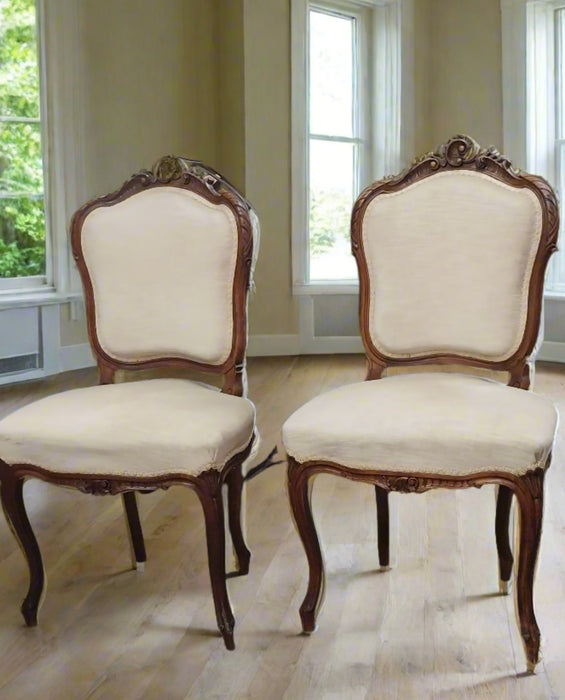 PAIR OF LOUIS XV WALNUT PARLOR CHAIRS