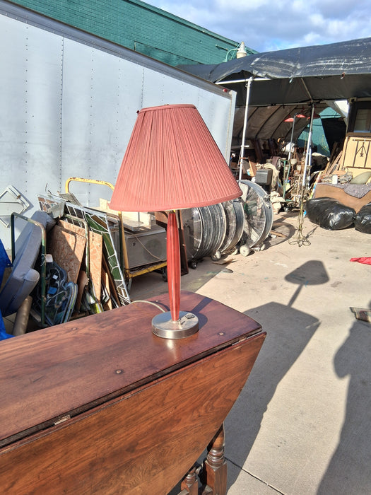 MODERN RED LUCITE LAMP WITH SHADE