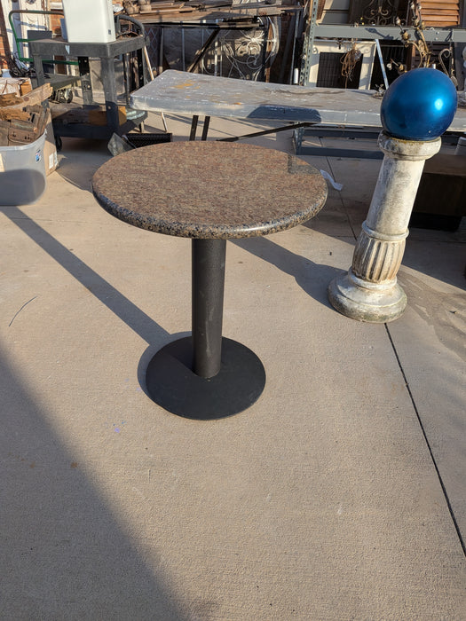 SMALL ROUND GRANITE TOP IRON BASE TABLE