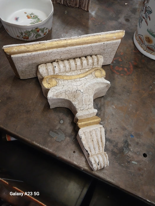 WHITE AND GOLD PAINTED SCONCE SHELF