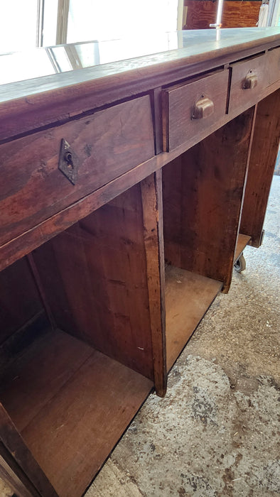 SMALL OAK COUNTER WITH MARBLE INSERT