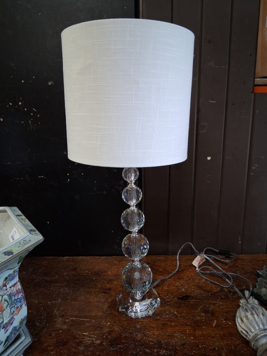 TALL HOLLYWOOD REGENCY STYLE CRYSTAL BOUDOIR LAMP