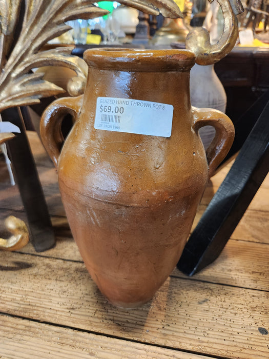 GLAZED HAND THROWN POT 8