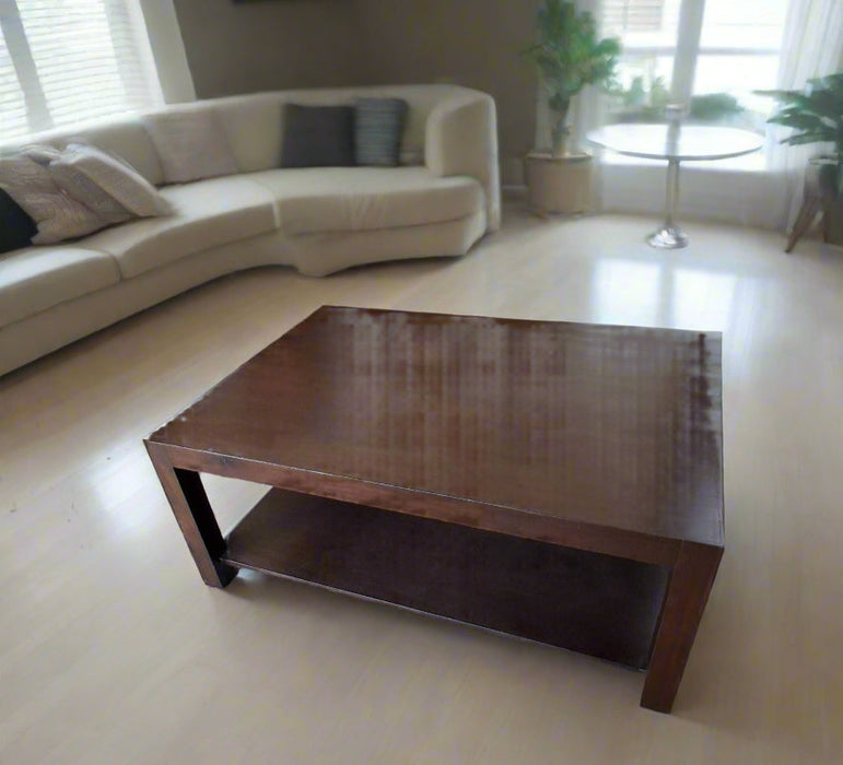 MODERN RECTANGULAR WALNUT COFFEE TABLE