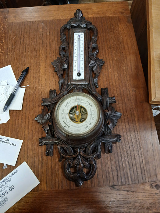 NEO RENAISSANCE OAK CARVED ANEROID BAROMETER