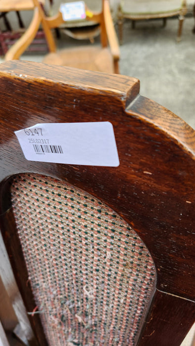 OAK DESK CHAIR WITH FABRIC INSERT BACK