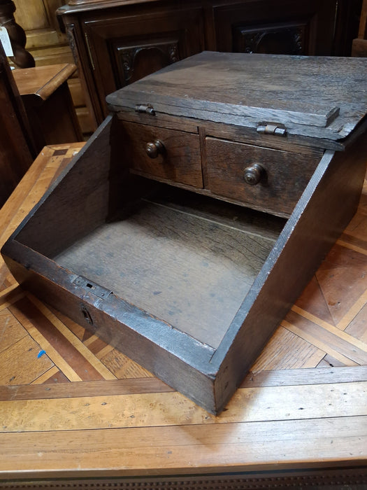 SMALL DARK OAK WRITING SLOPE