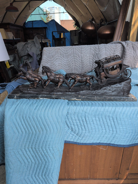 BRONZE AND MARBLE STAGE COUCH SCULPTURE