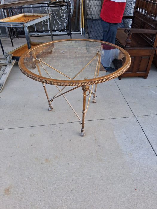 RALPH LAUREN GLASS TOP IRON TABLE