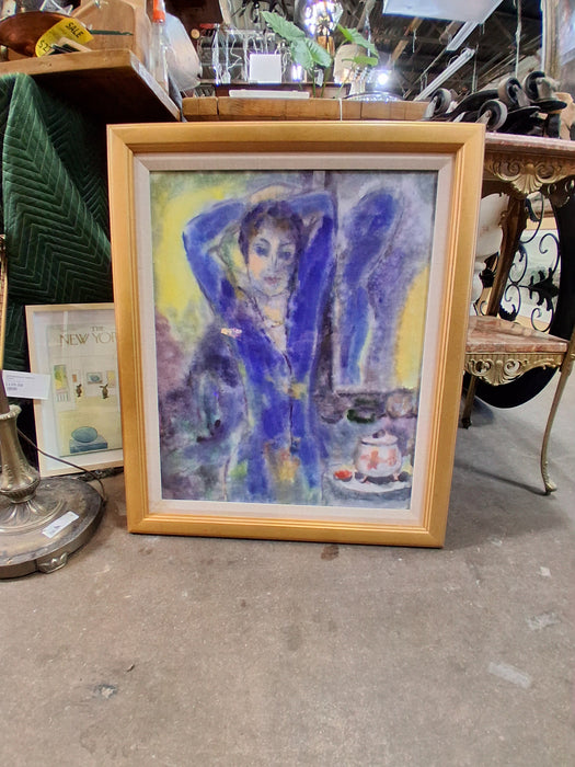 ARTIST SIGNED PASTEL PORTRAIT CIRCA 1995 "REFLECTIONS IN BLUE"