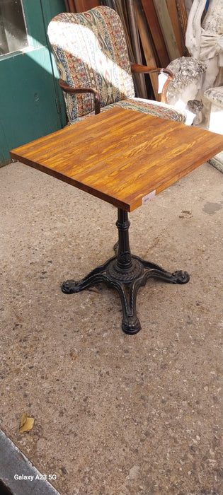 OAK WITH IRON BASE PUB TABLE