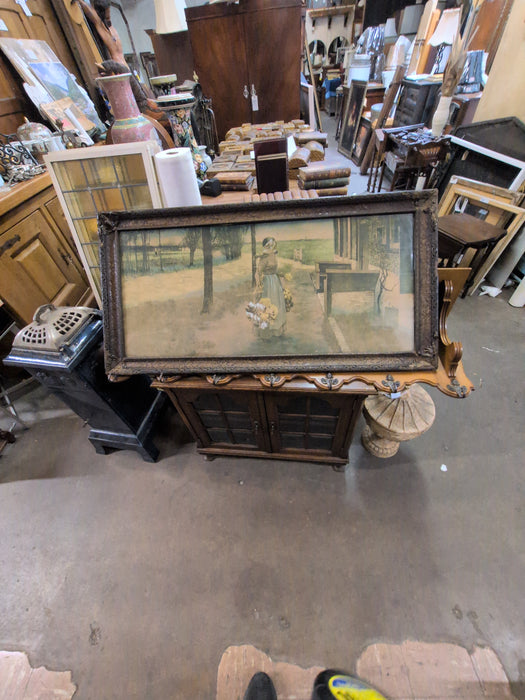 WIDE FRAMED PRINT OF DUTCH FLOWER GIRL