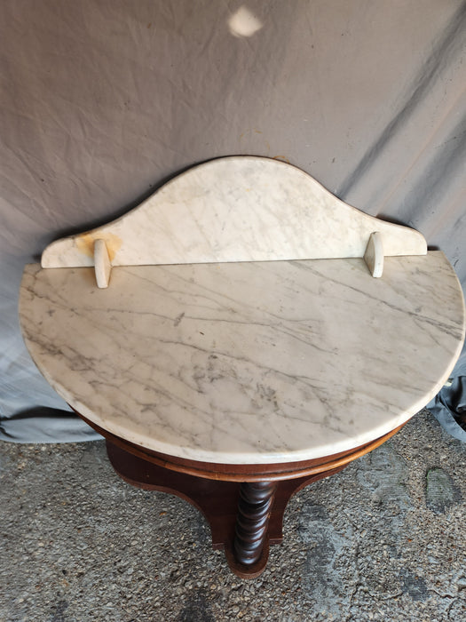 MARBLE TOP DEMI LUNE WASH STAND AS FOUND