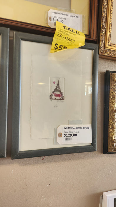 WHIMSICAL EIFFEL TOWER PRINT SIGNED AND NUMBERED