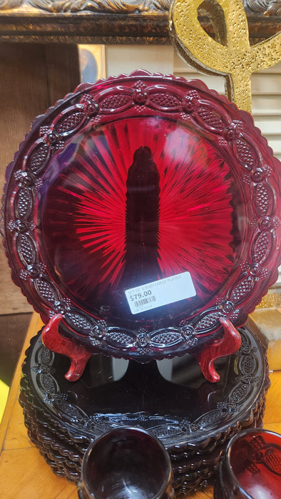 SET OF  8 RUBY LARGE PLATES