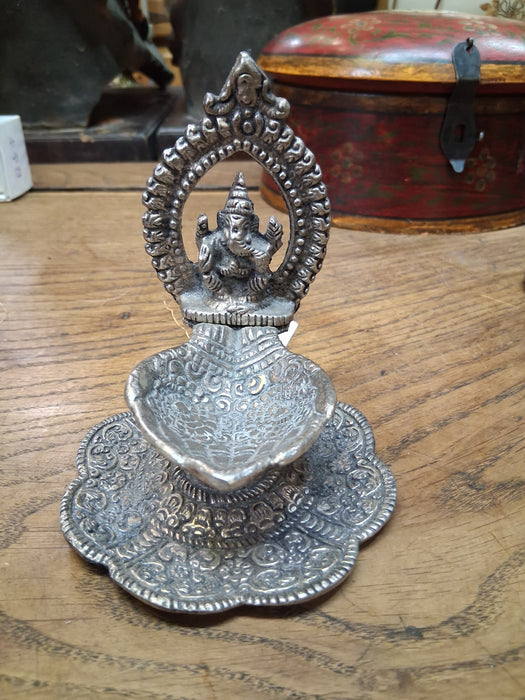 SILVER METAL INCENSE BURNER