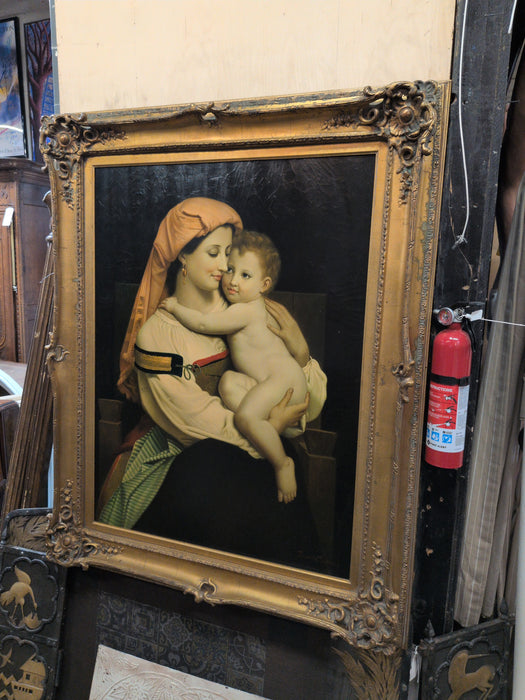 LARGE FRAMED GICLEE OF WOMAN HOLDING BABY