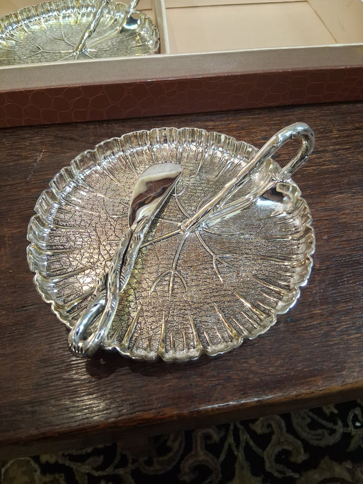 PAIR OF NEIMAN MARCUS SILVER PLATE HORS D'OEUVRES DISHES