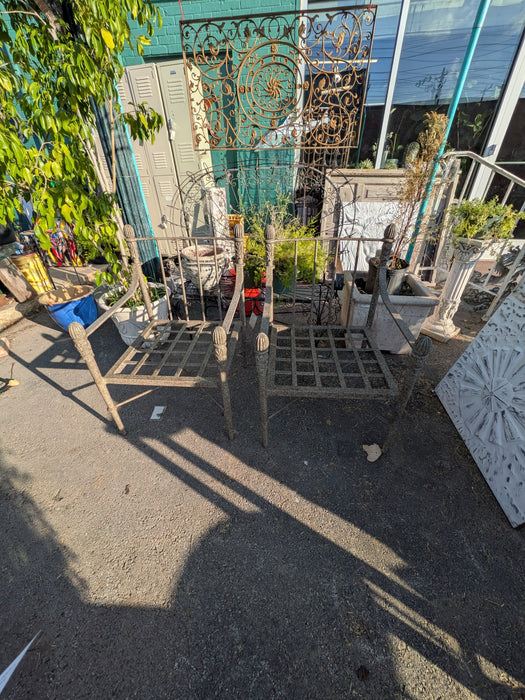 PAIR OF METAL ARM CHAIRS