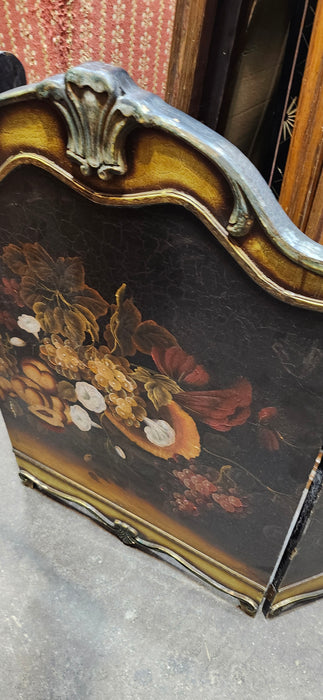 LOW FLORAL PAINTED FIRE SCREEN