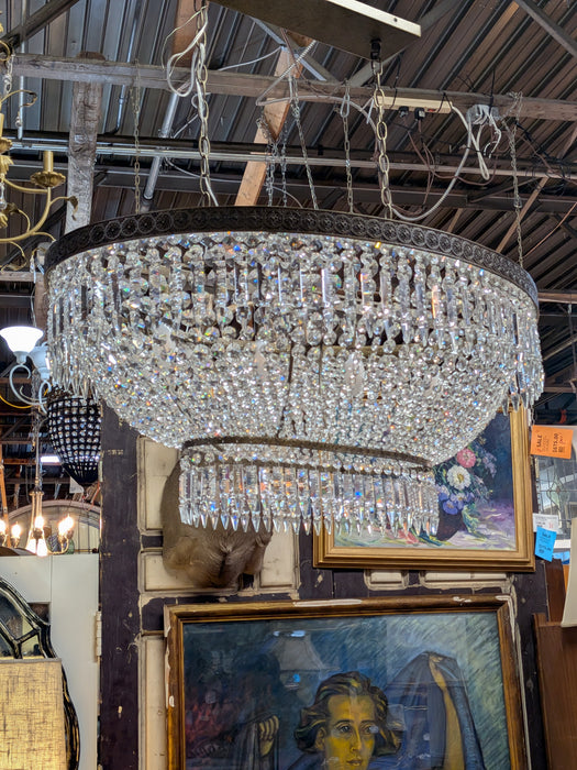 LARGE OVAL 2 TIER PRISM CHANDELIER