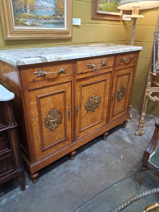 FRENCH 1920s BURLED MARBLE TOP SERVER