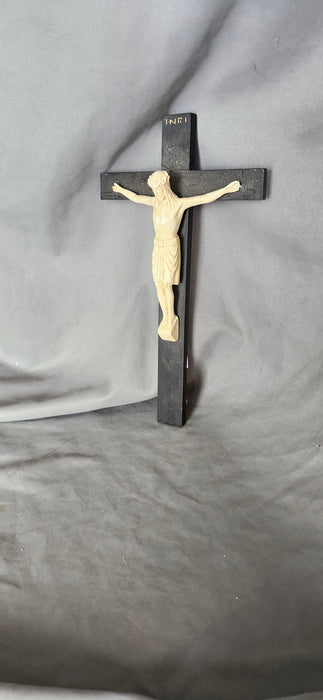 EBONIZED CRUCIFIX WITH ECRU CORPUS AS FOUND