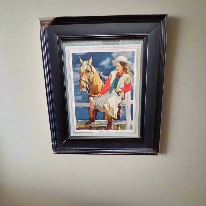 FRAMED MID CENTURY COWGIRL PRINT