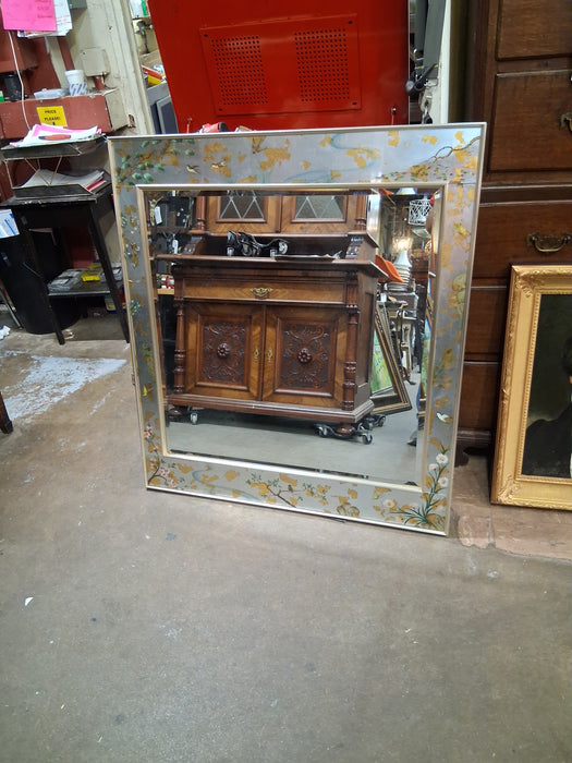 1980S BEVELED MIRROR WITH BIRDS