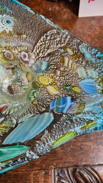 BLUE SHAPED ART GLASS DISH