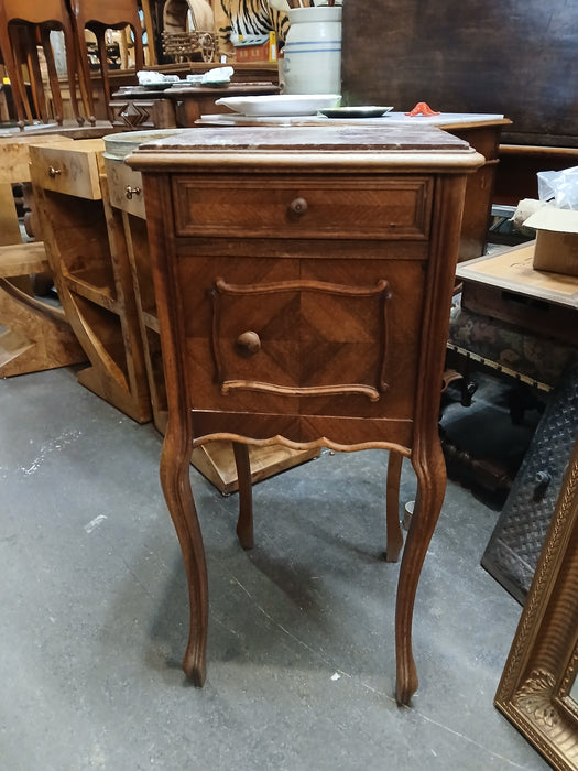 LOUIS XV  MARBLE TOP WALNUT SIDE CABINET