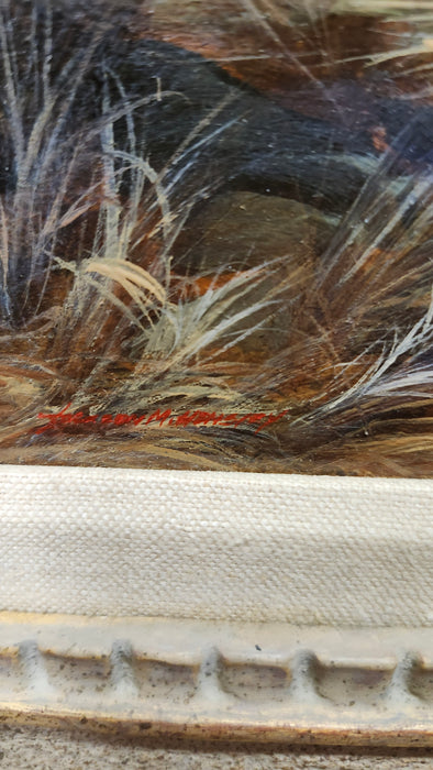 SMALL GILT FRAMED OIL PAINTING OF BARREN TREES SIGNED JACKSON HENSLEY