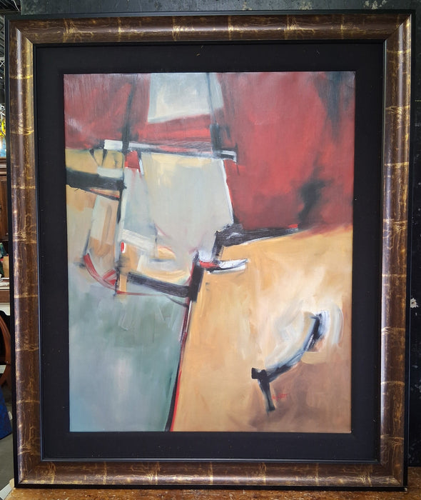 LARGE FRAMED ABSTRACT  PAINTING