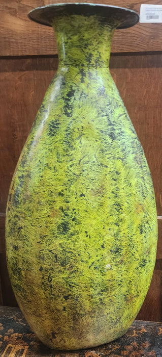 LARGE BRIGHT GREEN TIN VASE