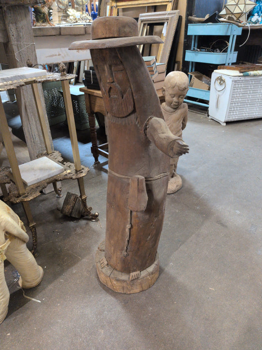 TALL RUSTIC CARVED WOOD FRIAR