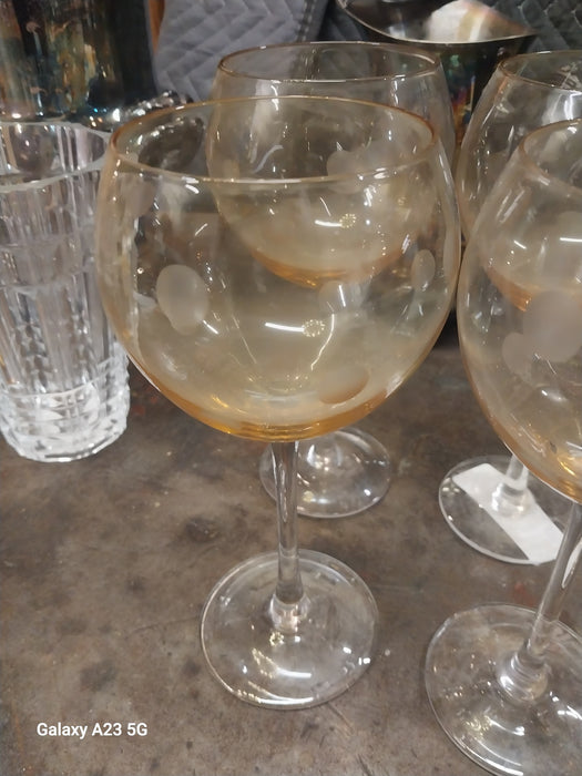 SET OF 4 MIDCENTURY STEMMED GRYSTAL GOBLETS