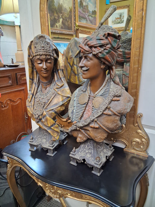PAIR OF COLD PAINTED SPELTER ORIENTALIST TURKISH BUSTS