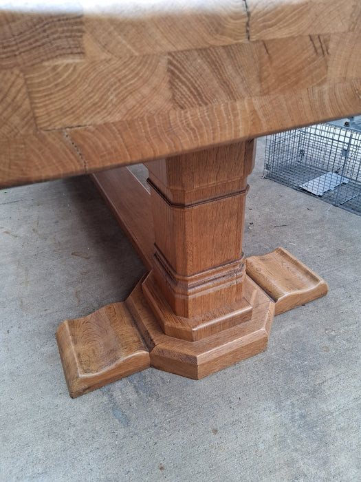 HEAVY RUSTIC OAK TRESTLE TABLE