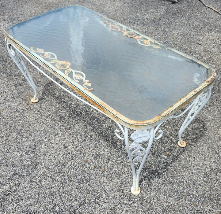 WHITE IRON PATIO COFFEE TABLE