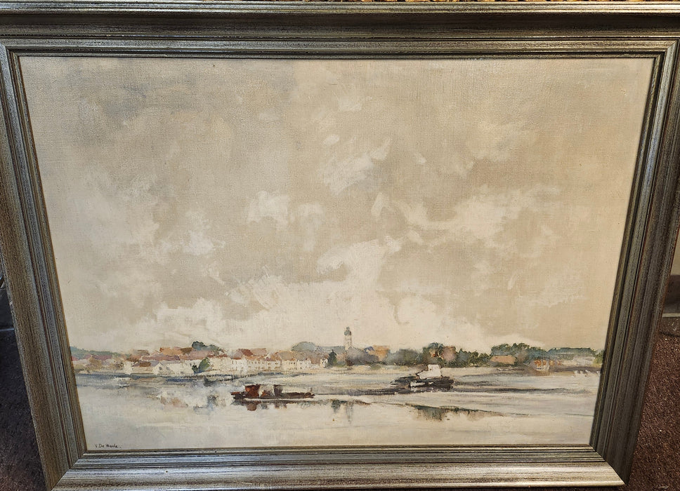 FRAMED RIVERSCENE OIL PAINTING SIGNED VIDE WOOLE