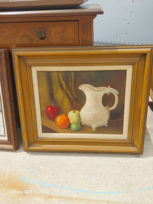 LARGE FRAMED  STILL LIFE WITH WHITE PITCHER