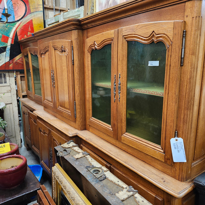 10' LONG LOUIS XV OAK BUFFET DEUX CORPS