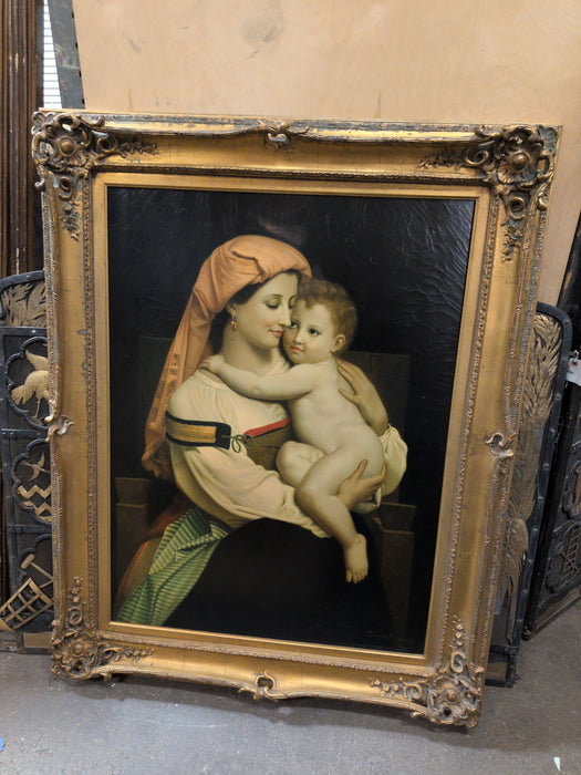 LARGE FRAMED GICLEE OF WOMAN HOLDING BABY